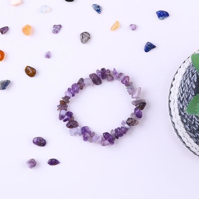 شرائح مصنوعة يدوياً سوار حجر الحصى غير منتظم أميثست الطاقة الشفاء المجوهرات