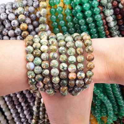 كيمبابا الياسبر حبة مستديرة الكريستال الطبيعي الحجر الكريم خيوط حبة فضفاضة لصنع المجوهرات DIY