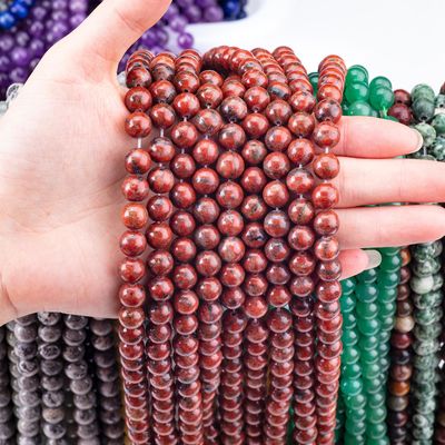 حبات السمسم النحاسية الطبيعية 8 ملم نصف الثمينة لإنتاج المجوهرات