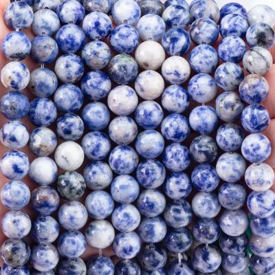 حجر النقطة الزرقاء الطبيعية الروحية 8MM حبة حلقية فضفاضة للمجوهرات المصنوعة يدويا وسلسلة مفاتيح