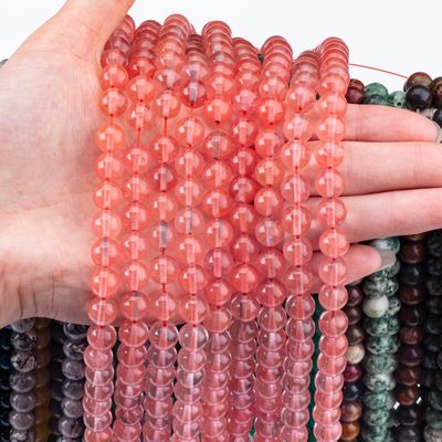 الكوارتز الزهري الكرز الكرنز المفتوح الحجر النقائي نصف الغالي البطيخ الكوارتز الأحمر لصنع المجوهرات DIY