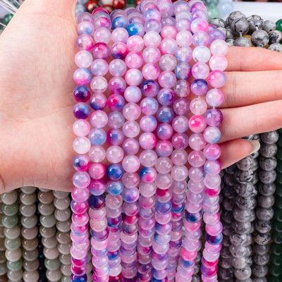 أوركيد أجاث خيوط حبات فضفاضة حجر نصف كريم لصنع المجوهرات DIY