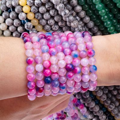 أوركيد أجاث خيوط حبات فضفاضة حجر نصف كريم لصنع المجوهرات DIY