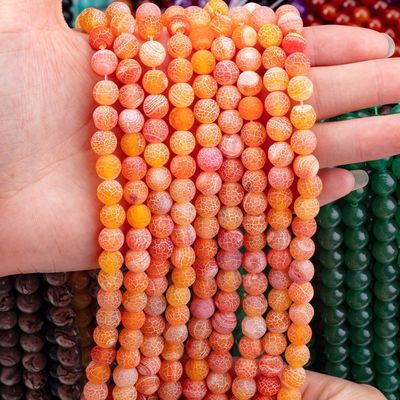 البرتقالي المتأثر بالطقس الزهري الخيوط الرقيقة الفضفاضة 2 ملم الخرز شبه الثمين