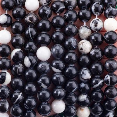 8 ملم الزيبرا السوداء الياسبر الحجر الكريم الحجارة الكريستالية الشفاء للحجارة الكريستالية لصنع المجوهرات