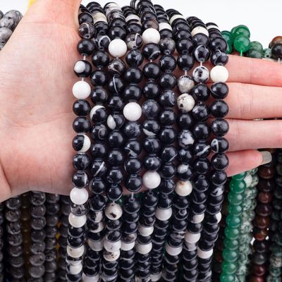 8 ملم الزيبرا السوداء الياسبر الحجر الكريم الحجارة الكريستالية الشفاء للحجارة الكريستالية لصنع المجوهرات