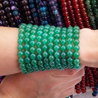 8MM أخضر داكن أفتورين حجر بلورية ناعمة مستديرة كميات كبيرة حبة فضفاضة لصنع مجوهرات الحبات