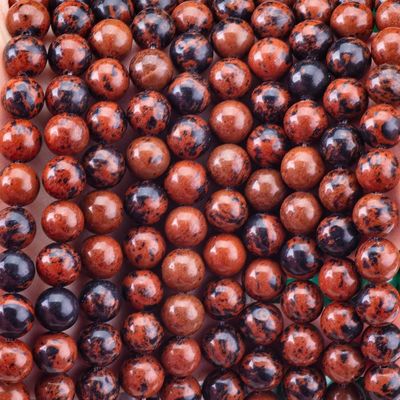 8MM الماهوجاني الياسبر الملمع حبة رخوة سلسة فضفاضة لصنع مجوهرات الحبات DIY يدويا