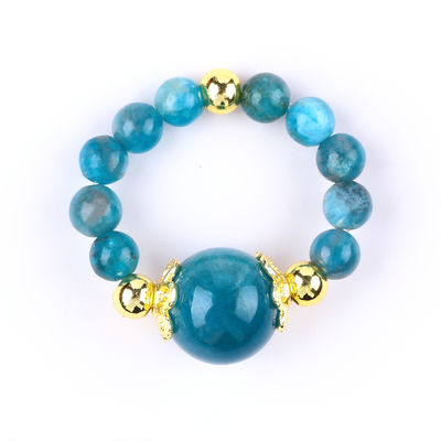 حلقة حلقات 4MM Apatite Small Bead Healing Energy Crystal Round Stretch Bead لارتداء اليومي والحفلة