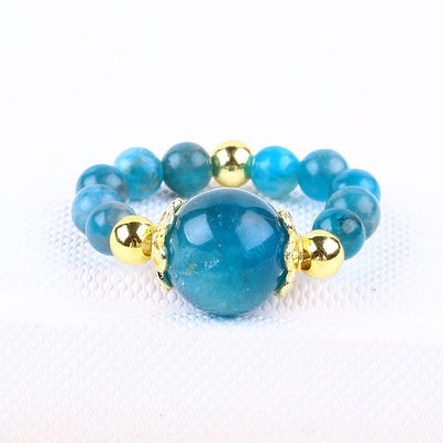 حلقة حلقات 4MM Apatite Small Bead Healing Energy Crystal Round Stretch Bead لارتداء اليومي والحفلة