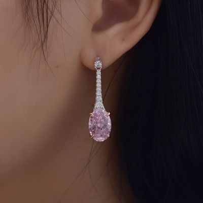 925 الفضة الفاخرة الزركون الأقراط البيضاوية الطويلة اللون المخصص