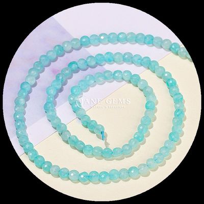 حبات شكل مسطح ذات نواح كريستالي حجر كريم شكل مستدير فلوريت Prehnite خيوط حبات فضفاضة لصنع المجوهرات DIY