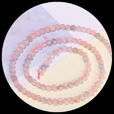 حبات شكل مسطح ذات نواح كريستالي حجر كريم شكل مستدير فلوريت Prehnite خيوط حبات فضفاضة لصنع المجوهرات DIY