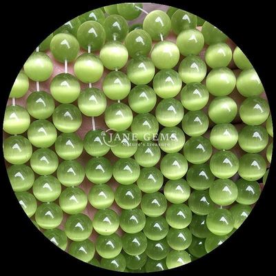 الذهب الزيتون الأزرق اللون الأحجار الكريمة حبة شكل مستدير عين القطة خيوط حبة فضفاضة للمجوهرات المصنوعة يدويا