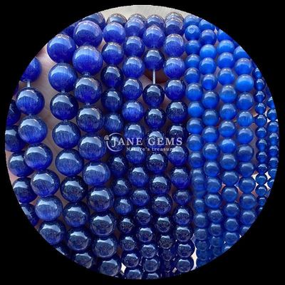 الذهب الزيتون الأزرق اللون الأحجار الكريمة حبة شكل مستدير عين القطة خيوط حبة فضفاضة للمجوهرات المصنوعة يدويا
