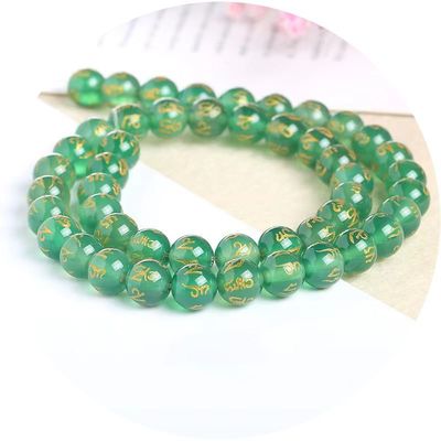 ستة شخصيات من mantra Agate حبات فضفاضة حجر شفاء روحي لصنع الأشياء DIY