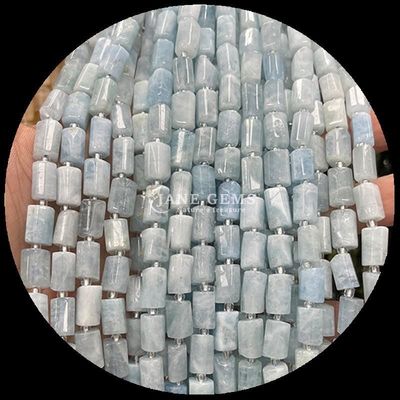 الأحجار الكريمة حبة حجر كريم طبيعي كريستال أكوامارين Prehnite حجر كريم ذو وجه أسطواني شكل حبل فضفاض خيوط حبة لصنع المجوهرات