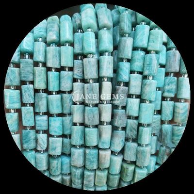 الأحجار الكريمة حبة حجر كريم طبيعي كريستال أكوامارين Prehnite حجر كريم ذو وجه أسطواني شكل حبل فضفاض خيوط حبة لصنع المجوهرات