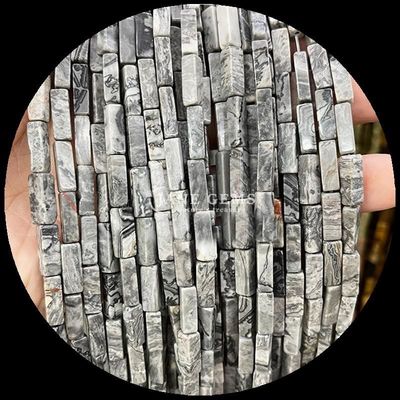 ملمع النهاية مستطيل الأحجار الكريمة الحبة الأرجواني خريطة كالسيدوني جاسبر 4x13mm للجواهر DIY