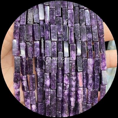 ملمع النهاية مستطيل الأحجار الكريمة الحبة الأرجواني خريطة كالسيدوني جاسبر 4x13mm للجواهر DIY