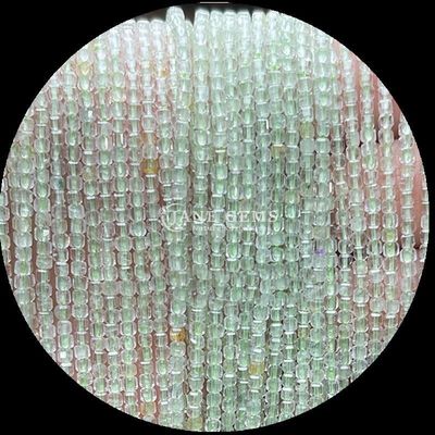 مكعب قابلة للتخصيص مربع الحجر الكريم الحبات الذهبية المزروعة الكوارتز Prehnite خيوط فضفاضة الحبات لصنع المجوهرات
