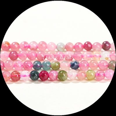 حيوية مستديرة متعددة الألوان مجوهرات DIY صغيرة فضفاضة التورمالين الأصفر اليشم خيوط فضفاضة الخرز