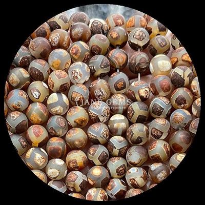 صنع مجوهرات DIY أساسية متعددة الألوان الحجارة التبتانية الحجارة الثلاثة العيون Dzi خيوط حجارة فضفاضة مع تقنية مطلية