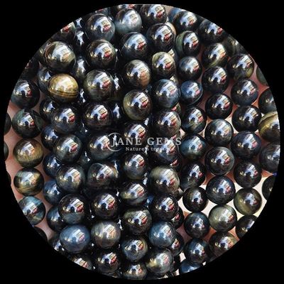 شكل مستدير حجارة كريمة طبيعية حبات حجارة عين النمر خيوط حبات فضفاضة للمجوهرات صنع تقنية مطلية